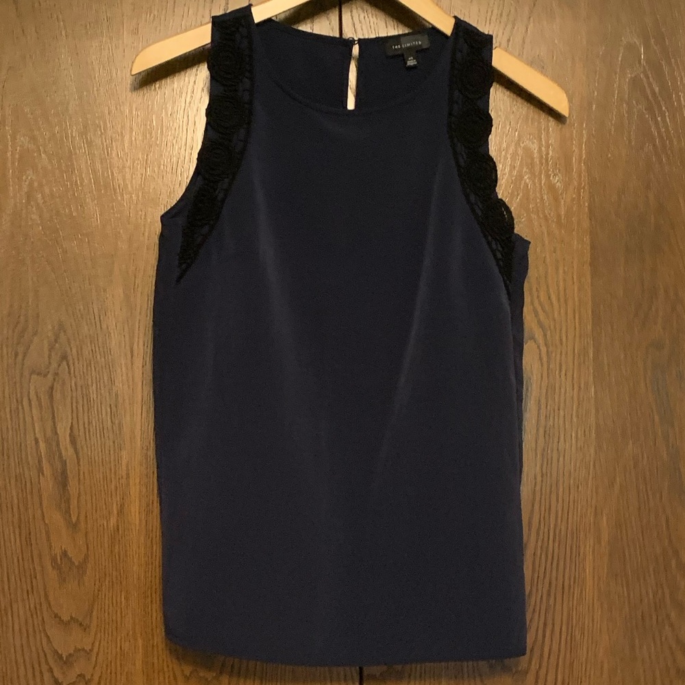 {The Limited} Navy and Black Lace Tank Top